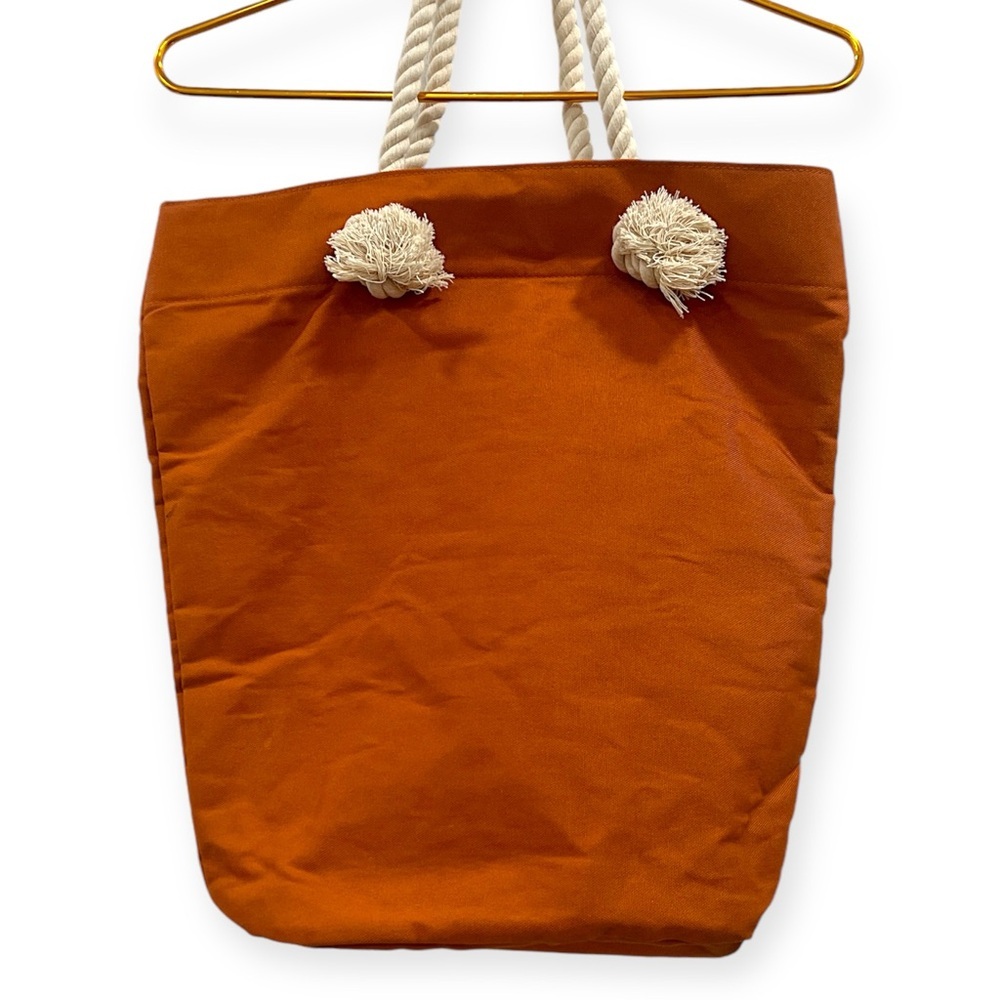 Bergdorf Goodman Sisley Paris Orange White Rope Handle Large Tote Hand Bag NWOT​ - Picture 2 of 9